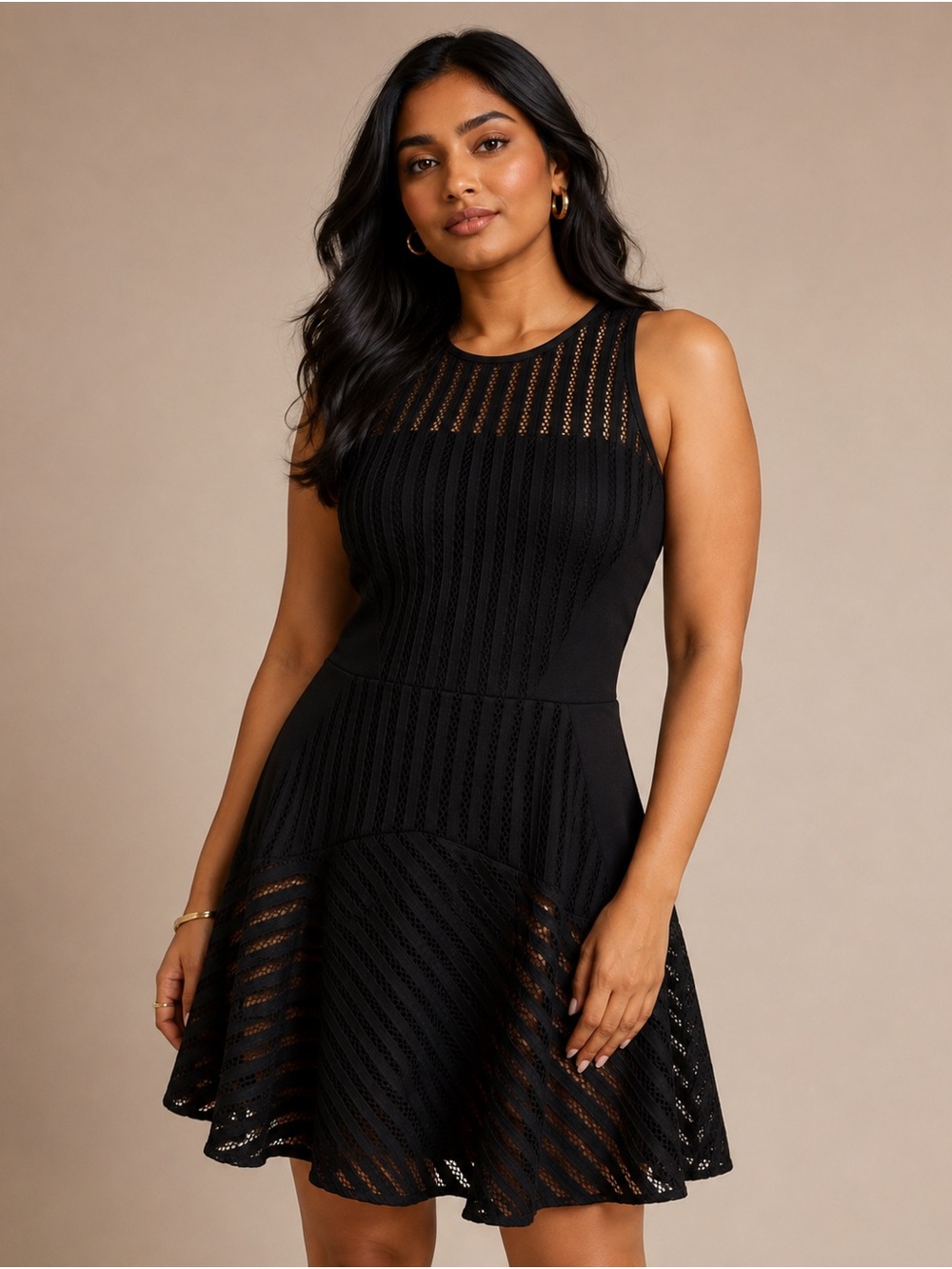 Sass & Bide Gridlock Black Eyelet Cutout Fit & Flare Dress US 8